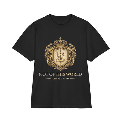 Not of This World T-Shirt — 'Santo Cristiano' Gold Crest Christian Tee