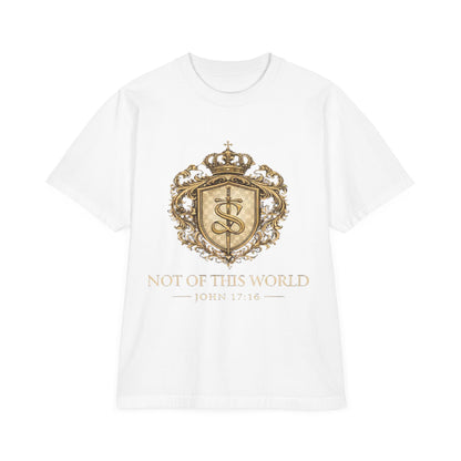 Not of This World T-Shirt — 'Santo Cristiano' Gold Crest Christian Tee