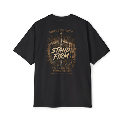 Stand Firm Shield T‑Shirt — Christian Faith Armor Graphic Tee