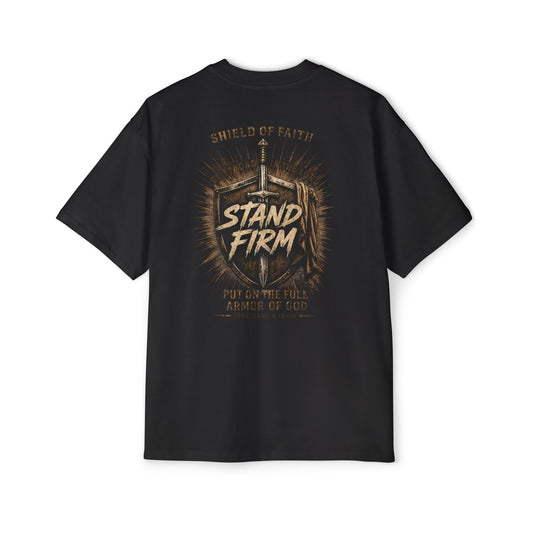 Stand Firm Shield T‑Shirt — Christian Faith Armor Graphic Tee