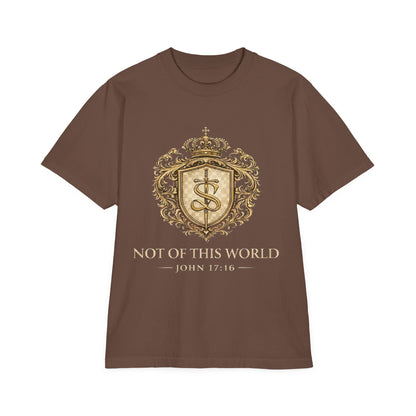 Not of This World T-Shirt — 'Santo Cristiano' Gold Crest Christian Tee