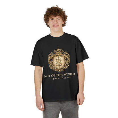 Not of This World T-Shirt — 'Santo Cristiano' Gold Crest Christian Tee