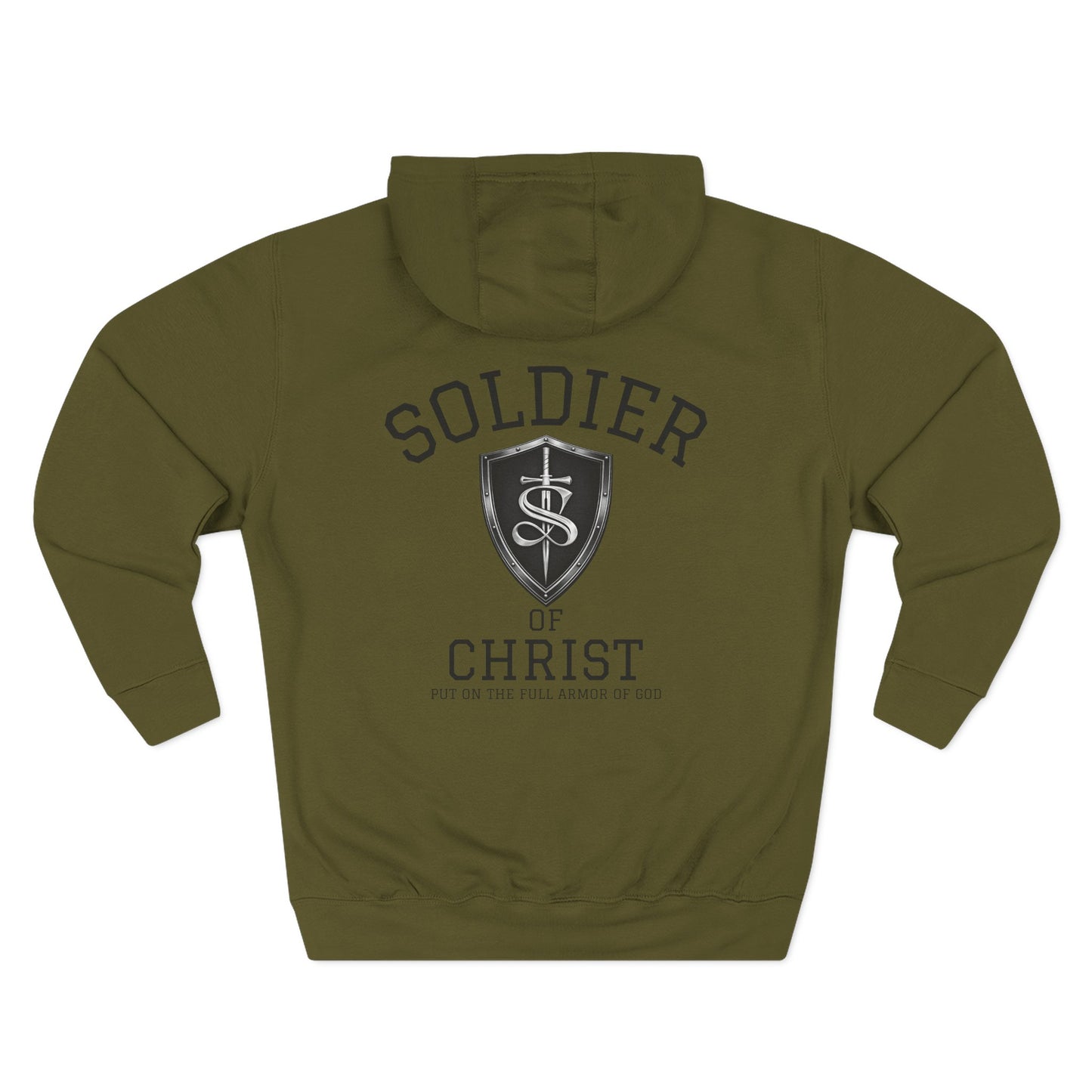 Christian Hoodie - "Soldier of Christ" Shield Fleece Pullover